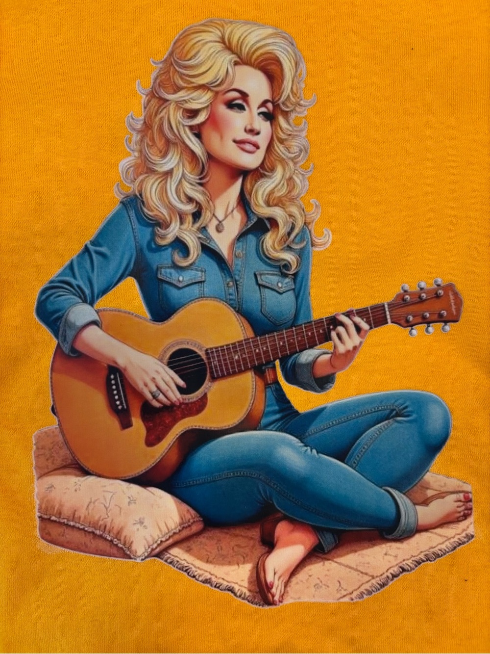 NEW Dolly playing guitar t-shirt  Medium-XL